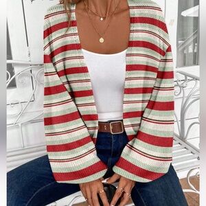 Striped Red and Green Women's Sweater